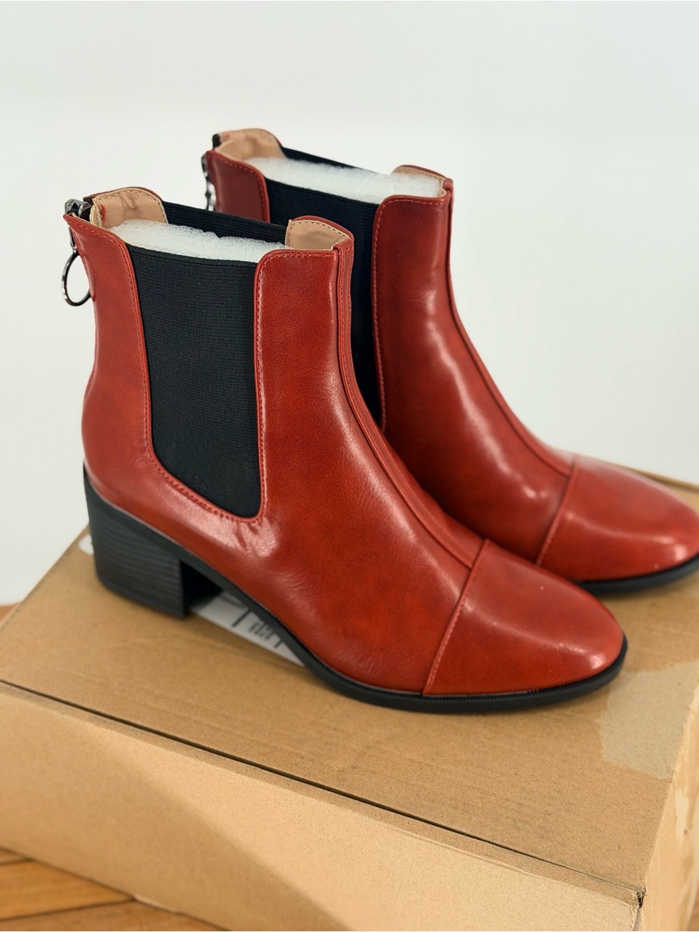 NEW JOURNEE COLLECTION NIGELLA Red Heel Ankle Boots SIZE 7
